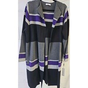 Calvin Klein Open Front Color-Block Striped Cardigan Plus Size 1X-$149 NWT